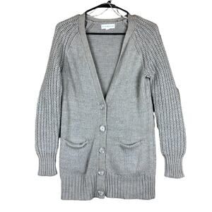 If It Were Me Anthropologie Women Sweater Brown Button Cardigan Wool Blend M